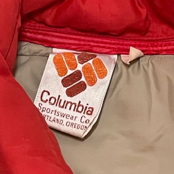 Vintage 1970's Columbia Brown Logo Tag Puffer Vest Autumn Red Medium - Picture 2 of 9